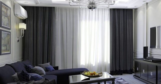 Шторы в гостиную фото хайтек