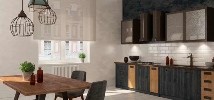 Шторы в стиле лофт на кухню