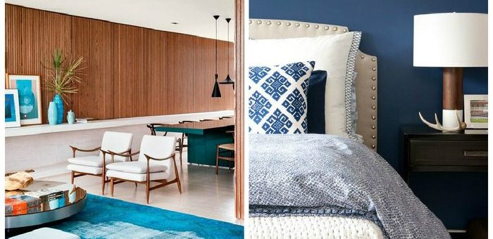 Сочетание коричневого и голубого в интерьере