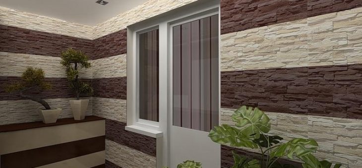 Сочетание ламината и камня на стене