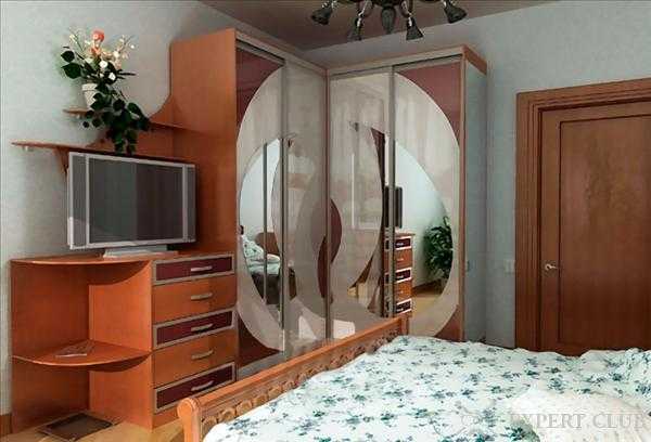 Глянцевая спальня с угловым шкафом