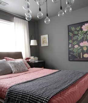 Спальня серая дизайн – дизайн интерьера в серо-белых, серо-коричневых, серо-сиреневых и серо-черных оттенках, сочетание с синим и желтым цветом