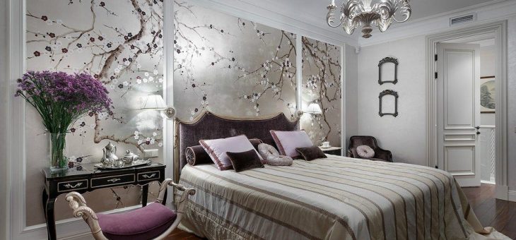 Спальня в серебристых тонах фото