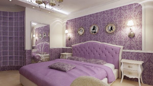 Спальня в сиреневом цвете фото – дизайн в бело-фиолетовых и бело-сиреневых тонах, дизайн интерьера в желто-фиолетовом цвете