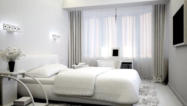 Спальня в светлых тонах в современном стиле