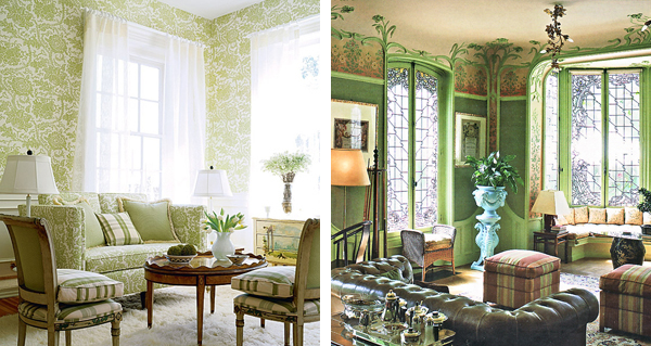 Светло зеленые стены в интерьере