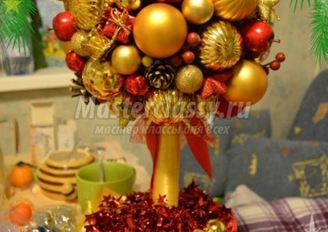 Топиарий елки – новогодние, из органзы, из кофейных зерен, как сделать своими руками, мастер-класс пошагово, фото, видео