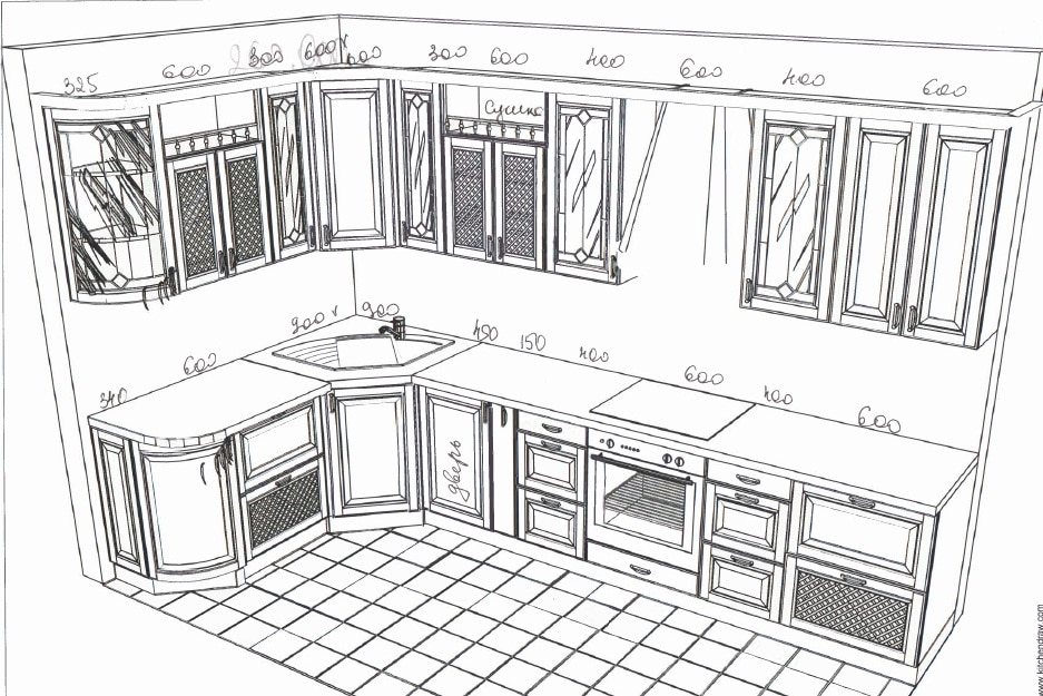 Модули кухонной мебели чертежи