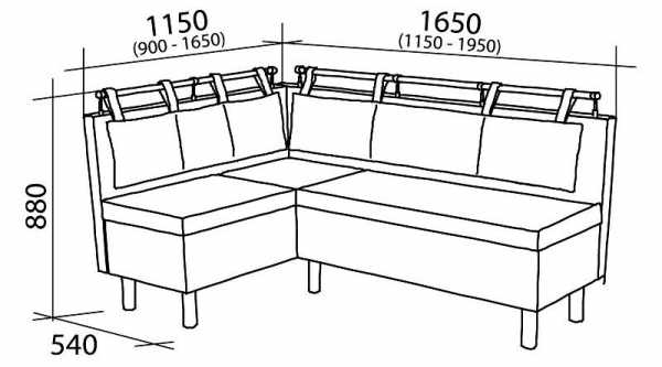 Размеры и схемы угловых диванов