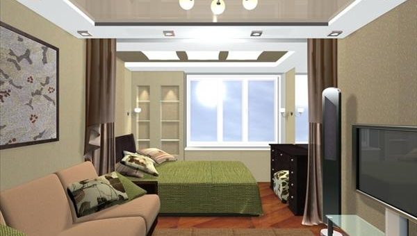 В зале спальня