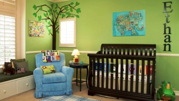 Зеленые обои детские